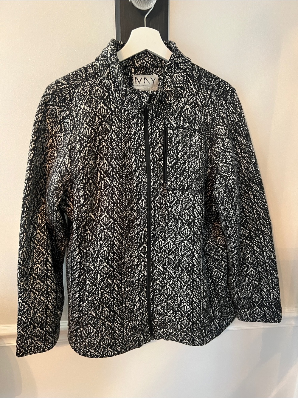Marc New York Black and White Quilted Bomber Jacket